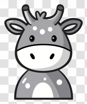 Cartoon Cow - Gray Cow Cartoon Character Illustration Transparent PNG