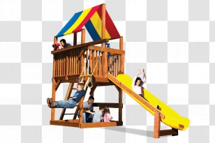 wooden swing set with seesaw