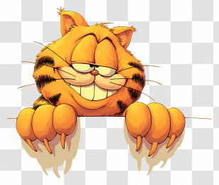 Garfield - Orange Cat Smiling With Paws Transparent PNG