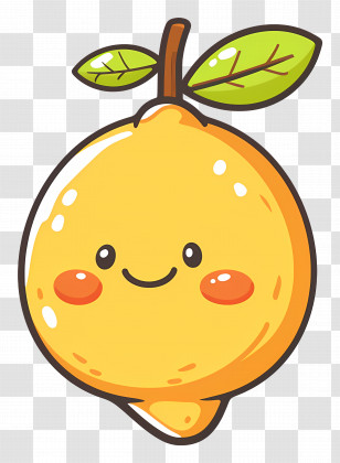 Lemon Kawaii - Cute Lemon With Cheerful Smiley Face Transparent PNG