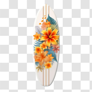 Surfing Board - Surfboard With Floral Design Transparent PNG