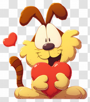 Cartoon Character - Cartoon Dog Holding A Red Heart Transparent PNG