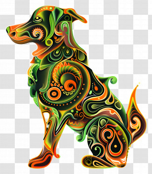 Line Art - Colorful Abstract Dog Art Transparent PNG