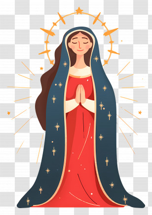 Assumption Of Virgin Mary - Praying Woman With Halo And Spiritual Robe Transparent PNG