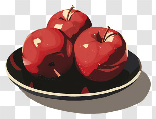 Red Apples - Three Red Apples On Plate Illustration Transparent PNG