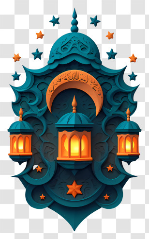 Islamic Lantern - Islamic Lanterns With Crescent And Stars Transparent PNG