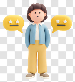 Client Giving Feedback - Cartoon Person With Speech Bubbles Transparent PNG