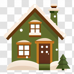 Christmas House - Cozy Green House In Winter Transparent PNG