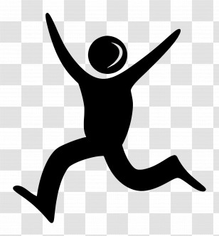 Stick Figure Jumping - Happy Jumping Figure Silhouette Illustration Transparent PNG