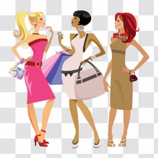Fashion Woman Cartoon Illustration - Frame - Shopping Transparent PNG