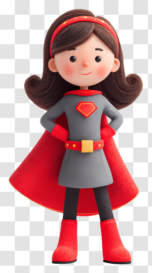 Girl Wearing Superhero Costume - Superhero Girl In Red Cape Transparent PNG