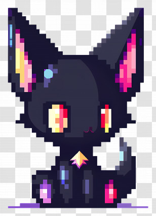 Kuromi Pixel - Cute Pixel Art Cat Transparent PNG