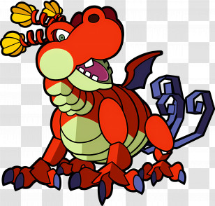 Hooktail - Red Cartoon Dragon Transparent PNG