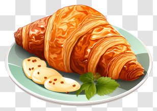 Croissant - Croissant With Butter On Plate Transparent PNG