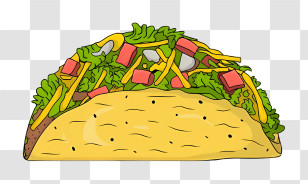 Taco - Colorful Taco Loaded With Fresh Toppings Transparent PNG
