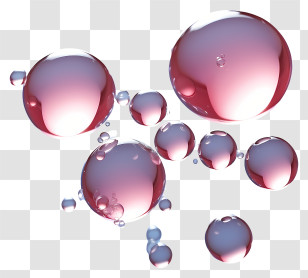 Pink Bubbles - Pink Water Droplets With Shimmering Reflection Transparent PNG