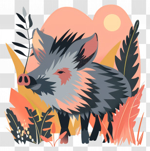 Wild Boar - Wild Boar In Nature Illustration Transparent PNG