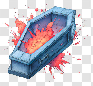 Spooky Bursting Coffin - Exploding Coffin Cartoon Transparent PNG