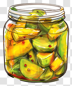 Mango Pickle - Jar Of Mango Pickles Illustration Transparent PNG