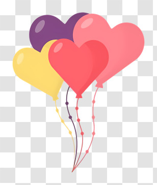 Balloons - Colorful Heart-Shaped Balloons Illustration Transparent PNG
