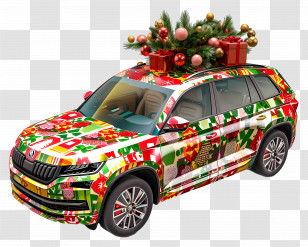 Skoda Kodiaq - Christmas Decorated Car With Presents Transparent PNG