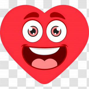 Heart Emoji - Cute Happy Red Heart Cartoon Transparent PNG