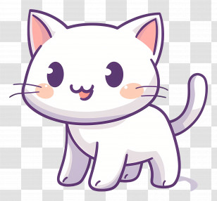 Cute Cat - Cute Cartoon White Cat Illustration Transparent PNG