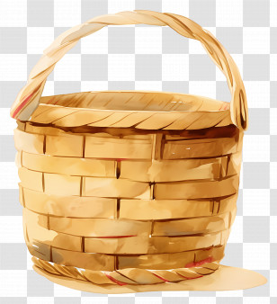 Handled Basket - Wicker Basket For Storage Or Picnic Transparent PNG