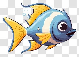 Blue Fish - Colorful Cartoon Fish With Vibrant Design Transparent PNG