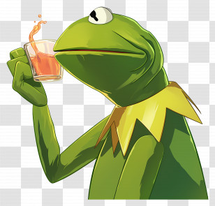 Kermit The Frog - Cartoon Frog Holding A Teacup Transparent PNG