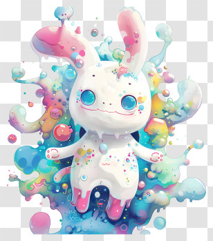 Kawaii - Cute Colorful Bunny Character Transparent PNG