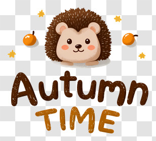 Autumn Logo Word - Autumn Time Cute Hedgehog Transparent PNG
