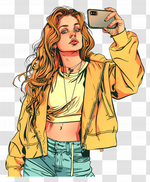 Woman Taking Selfie - Stylish Girl Taking A Selfie Transparent PNG
