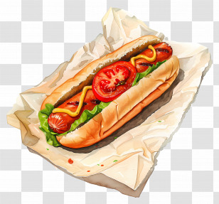 Hot Dog - Delicious Hotdog With Fresh Toppings Transparent PNG