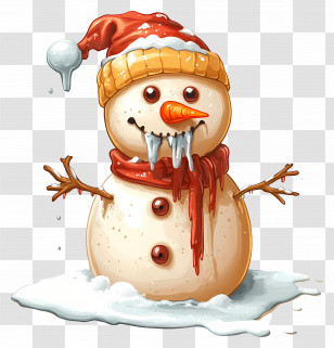 Melting Snowman - Snowman With Hat And Scarf In Winter Transparent PNG