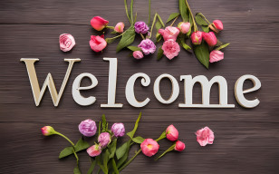 Welcome - Welcome Sign With Flowers For Warm Greeting Transparent PNG