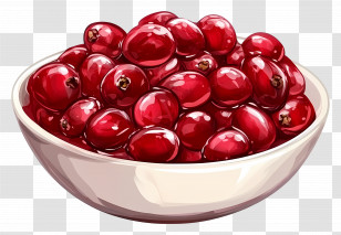 Cranberry Relish - Bowl Of Juicy Red Cranberries Transparent PNG