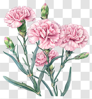 Pink Carnation - Pink Carnation Flowers Illustration Transparent PNG