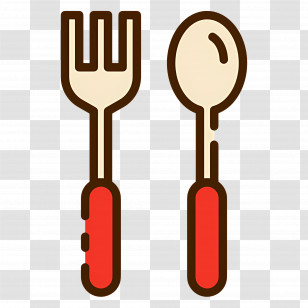 Fork Spoon - Fork And Spoon With Red Handles Illustration Transparent PNG