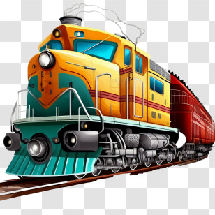 Railway Train
 - Colorful Train Engine On Track Transparent PNG