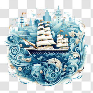 World Maritime Day - Sailing Ship In Ocean Waves Transparent PNG