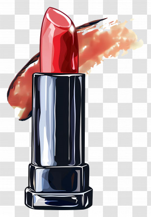 Lipstick - Illustration Of Red Lipstick With Color Swatch Transparent PNG