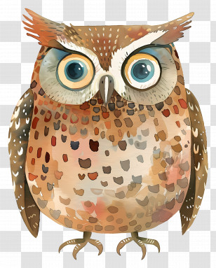 Cartoon Owl - Charming Owl Illustration With Big Eyes Transparent PNG