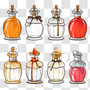 Perfume Bottle - Illustration Of Vintage Perfume Bottles Transparent PNG