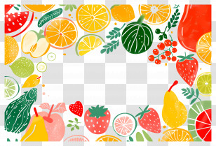 Food Background - Frame Of Vibrant And Colorful Fruits Transparent PNG