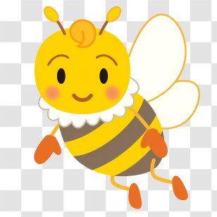 Honey Bee - Cute Cartoon Bee With A Cheerful Expression Transparent PNG