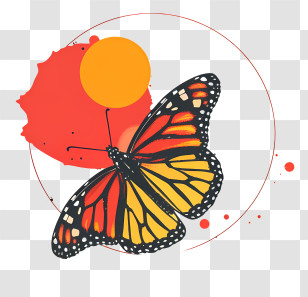 Monarch Butterfly - Monarch Butterfly With Sun Transparent PNG