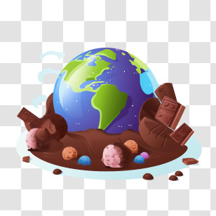 International Chocolate Day - Earth Globe With Chocolate Illustration Transparent PNG