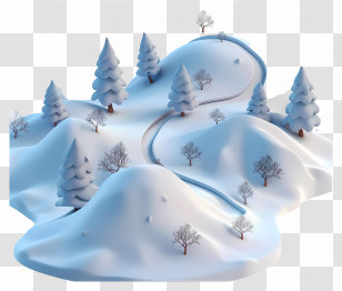 Snowy Hill - Snowy Mountain Landscape With Trees Transparent PNG