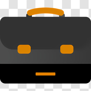 Icon - Black Briefcase With Orange Handles For Professionals Transparent PNG